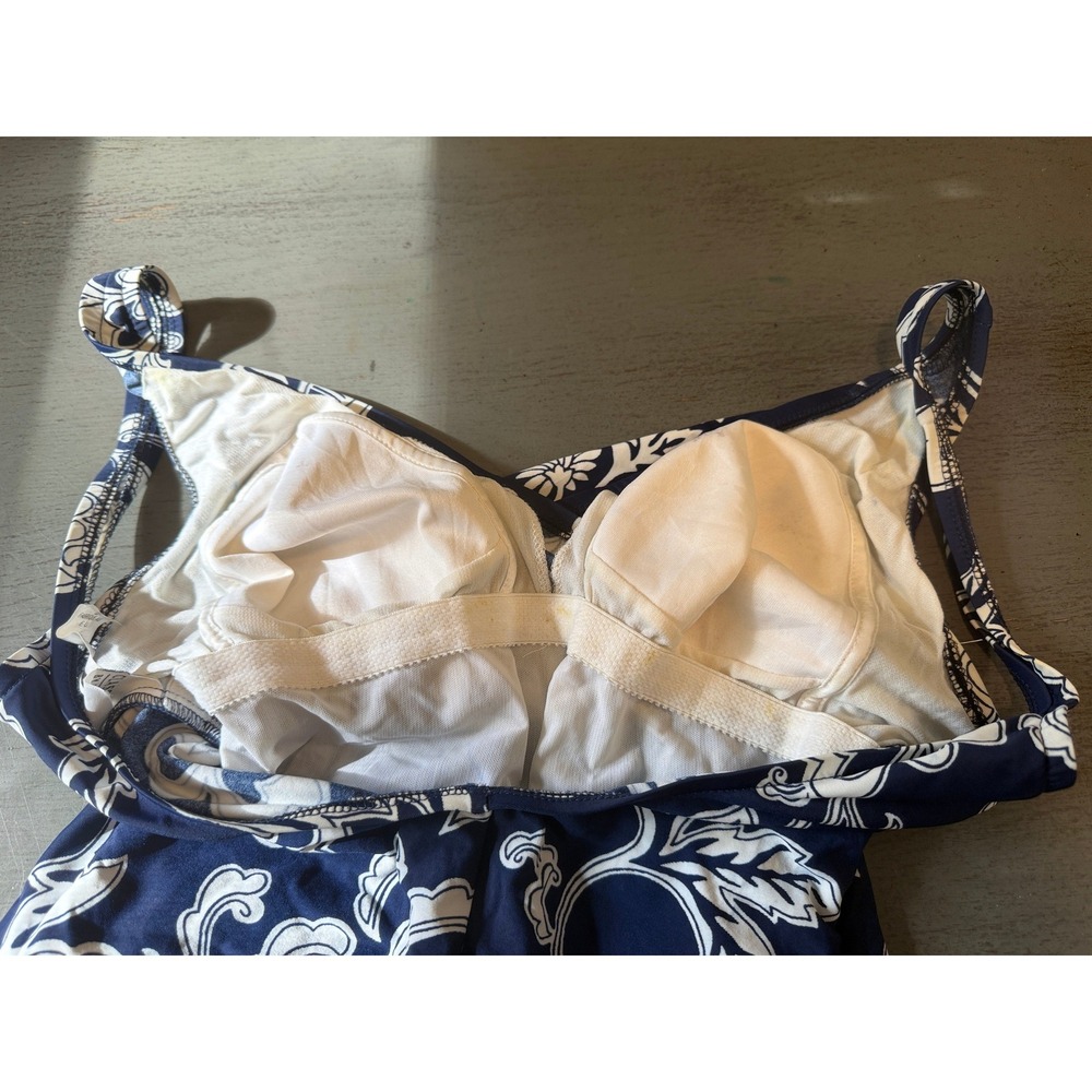 Classics by Jantzen Vintage Navy White Floral One Piece Swimsuit Sz 12 - Picture 3 of 6